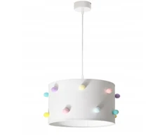 Skylighting NOWOCZESNA LAMPA SUFITOWA WISZĄCA DZIECIĘCA ABAŻUR 30CM POMPONY LED E27