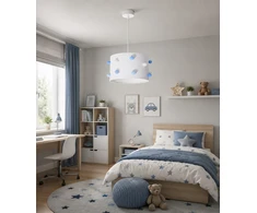 Skylighting NOWOCZESNA LAMPA SUFITOWA WISZĄCA DZIECIĘCA ABAŻUR 30CM POMPONY LED E27