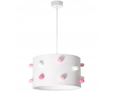 Skylighting NOWOCZESNA LAMPA SUFITOWA WISZĄCA DZIECIĘCA ABAŻUR 30CM POMPONY LED E27