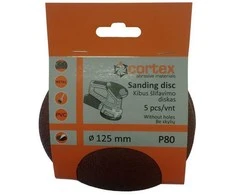 Šlifavimo diskeliai CORTEX, 125 mm, 8 skylės, F120, su veliūru, 5 vnt.