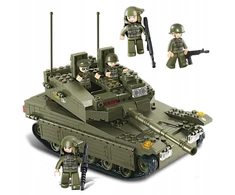 Sluban BLOKAS IZRAELI TANKAS MERKAVA MK. I/II 344EL. + 5 KARINIO JUDĖJIMO FIGURINĖS.