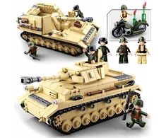 Sluban BLOKUOJA VOKIEČIŲ TANKĄ PZKPFW IV / NASHORN 2IN1 ANTRASIS PASAULINIS VOKIETIJOS ARMIJOS 3 FIGŪRAS