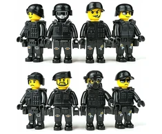 Sluban FIGURINES 0047 SWAT x8 armijos policija blokuoja armijos figūrų karių ginklus