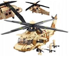 Sluban Plytos Sikorsky UH-60 Juodas Hawk Helicopter 439 vnt. + 4 ARMY figūrėlės