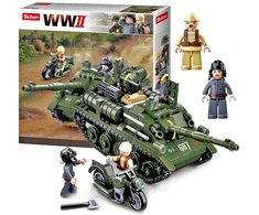 Sluban TANK 0687 + MOTOR blokuoja ginklus figūras ginklus armiją plokštelinius ginklus armiją