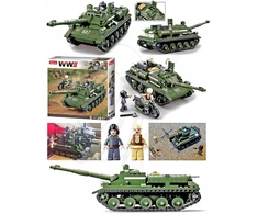 Sluban TANK 0687 + MOTOR blokuoja ginklus figūras ginklus armiją plokštelinius ginklus armiją