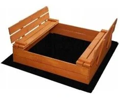 Smėlio dėžė su dangčiu ir suoliukais Springos 180x180cm impregnuota