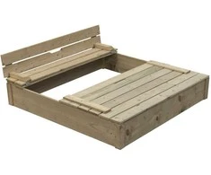 Smėlio dėžė su dangčiu-suoliukais Robert Swing King 120x120x25cm medinė/impregnuota