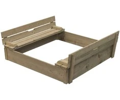 Smėlio dėžė su dangčiu-suoliukais Robert Swing King 120x120x25cm medinė/impregnuota