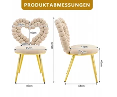 Smėlio spalvos aksominės kėdės (2 vnt.), auksinės kojos