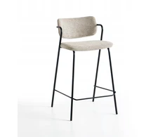 Smėlio spalvos Modern Loft minkšta baro kėdė, juodos metalinės kojos