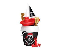 Smėlio žaislų rinkinys PIRATES ISLAND, su formomis ir laivu, 18 cm