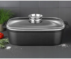 Smile DIDELIS PUODAS Keptuvė, Žąsų puodas, 7L, NELIMPANČIUS, Juodas, INDUKCINIS