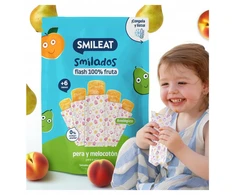 Smileat EKO vaisių putėsiai kriaušių ir persikų raminamoji priemonė, skirta dantų dygimui, šypsena