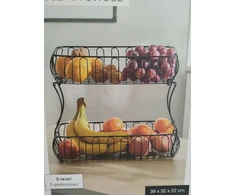 Smukee Home vaisių krepšelis 2_pakopų metalinis juodas 39x32x22