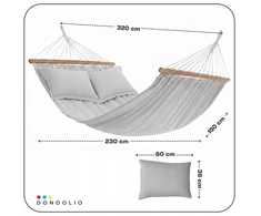 SODO HAMAKAS BOHO stiliaus Dvigubas XXL 180kg 2 x Patogi pagalvė DONDOLIO