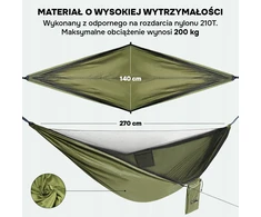 SODO HAMAKAS SU TINKLELIS NUO UODŲ, TURISTAS, KEMPINGAS, ULTRAŠVIESUS 270X140CM