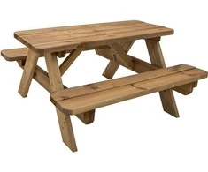 Sodo stalas su suolais Ekju 91x90x47cm medinis/rudas