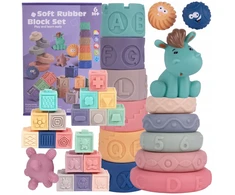 Stator SOFT CREATIVE Blocks sensoriniai DANTYS BURGES PIRAMIDĖ 27 Vnt.