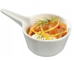 Solia FINGERFOOD porcelianinis apvalus puodelis su rankena 93x56mm baltas