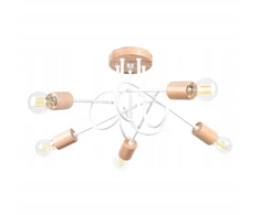 Sollux Lighting ŻYRANDOL LAMPA SUFITOWA LUMINOS, DREWNO, METAL, 5XE27, BALTA, LOFT, SALON