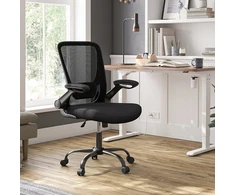 Songmics Kėdė BIUROWE SUKAMASIS FOTEL DO BIURKA ERGONOMICZNE SIATKA Juoda 120KG