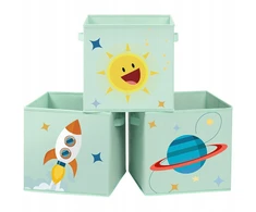 SONGMICS Pudełka Do Przechowywania 3 vnt. 30x30x30 Organizer Na Žaislai Kosmo