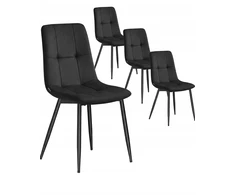 Songmics VASAGLE aksominės valgomojo kėdės, 4 vnt., KDC080BH01, juodos spalvos