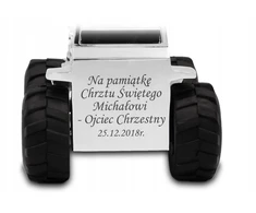 Sovenir Skarbonka Koparka su GRAWEREM na Chrzest Roczek