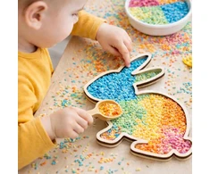 Spalvingi sensoriniai ryžiai SCENTED Sensory Play MONTESSORI pilstymui
