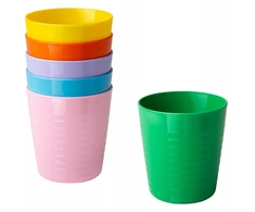 Spalvoti KALAS plastikiniai puodeliai vaikams, IKEA pikniko rinkinys, 6 vnt