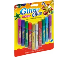 Spalvoti klijai su blizgučiu Amos Glitter, 10 spalvų
