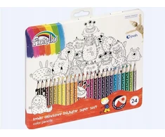 Spalvoti pieštukai FIORELLO Super Soft, metalinėje dėžutėje, 24 spalvų