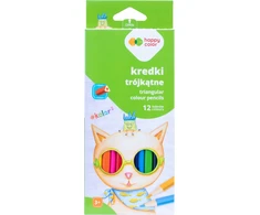 Spalvoti pieštukai Happy Color, 12 vnt., trikampiai, dėklas