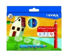 Spalvoti pieštukai - LYRA - Groove Triple 1 - 12 vienetų rinkinys - ekstra storio š leadas 10 mm - 3 viename