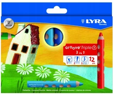 Spalvoti pieštukai - LYRA - Groove Triple 1 - 12 vienetų rinkinys - ekstra storio š leadas 10 mm - 3 viename