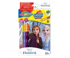 Patio Spalvoti pieštukai su drožtuku Colorino Disney Frozen II, trikampiai, 12 vnt./24 spalvų