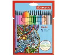 Spalvoti rašikliai Stabilo PEN 68 18 spalvų