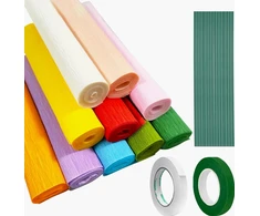 SPALVŲ RINKINYS IŠ 10 25X250CM JUOSTŲ POPIERINIŲ GĖLŲ DIY DARBAS