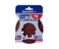 SPECIALIST+ šlifavimo popierius su skylėmis P240, 125 mm, 5 vnt.