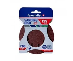 SPECIALIST+ šlifavimo popierius su skylėmis P60, 125 mm, 5 vnt.