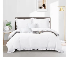 Spod Igły i Nitki Patalynė KOMPLET 220x200 SATYNA 100% BAWEŁNA RUFFY PREMIUM BALTA