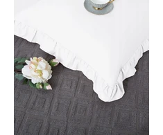 Spod Igły i Nitki Patalynė KOMPLET 220x200 SATYNA 100% BAWEŁNA RUFFY PREMIUM BALTA