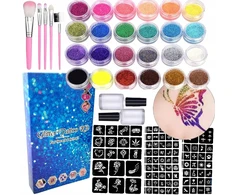 SquishySquishies Didelis rinkinys GLITTER TATTOOS Plaunamas Glitter BOX GLITTER