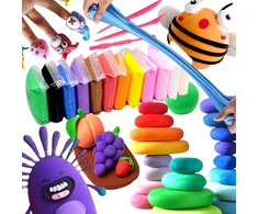 SquishySquishies POLYMER PLASTICINE SENSO PUTO MOLIS MAGIC MASĖS RINKINYS iš 12