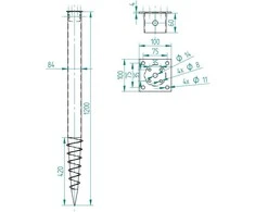 Sraigtinis polis Arras 100x100mm/L1200mm