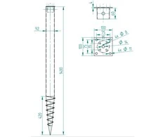 Sraigtinis polis Arras 100x100mm/L1400mm