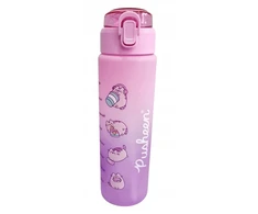 St. Majewski BUTELAS Motyvuojantis buteliukas su šiaudeliu vamzdeliu 900 ml CAT PUSHEEN rožinė ir violetinė