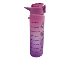 St. Majewski BUTELAS Motyvuojantis buteliukas su šiaudeliu vamzdeliu 900 ml CAT PUSHEEN rožinė ir violetinė