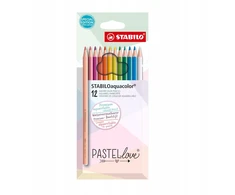 STABILO spalvoti pieštukai Aquacolor Pastellove, 12 spalvų